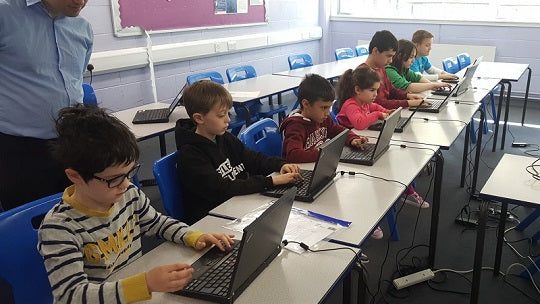 A previous Geeky Kids computing session in a school